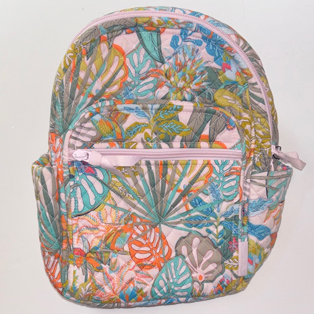 Floral Quilted Mini Backpack in Pink, Teal & Orange
